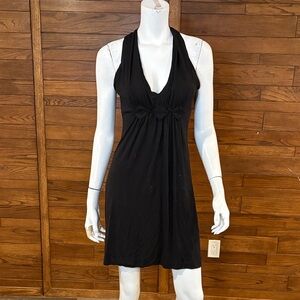 Source Unknown Sleek Black Halter Mini Dress